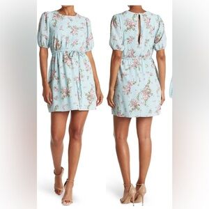 NWT SAGE COLLECTIVE Floral Print Pastel Blue Flowy Dress  12 $136 Poshfest Ready